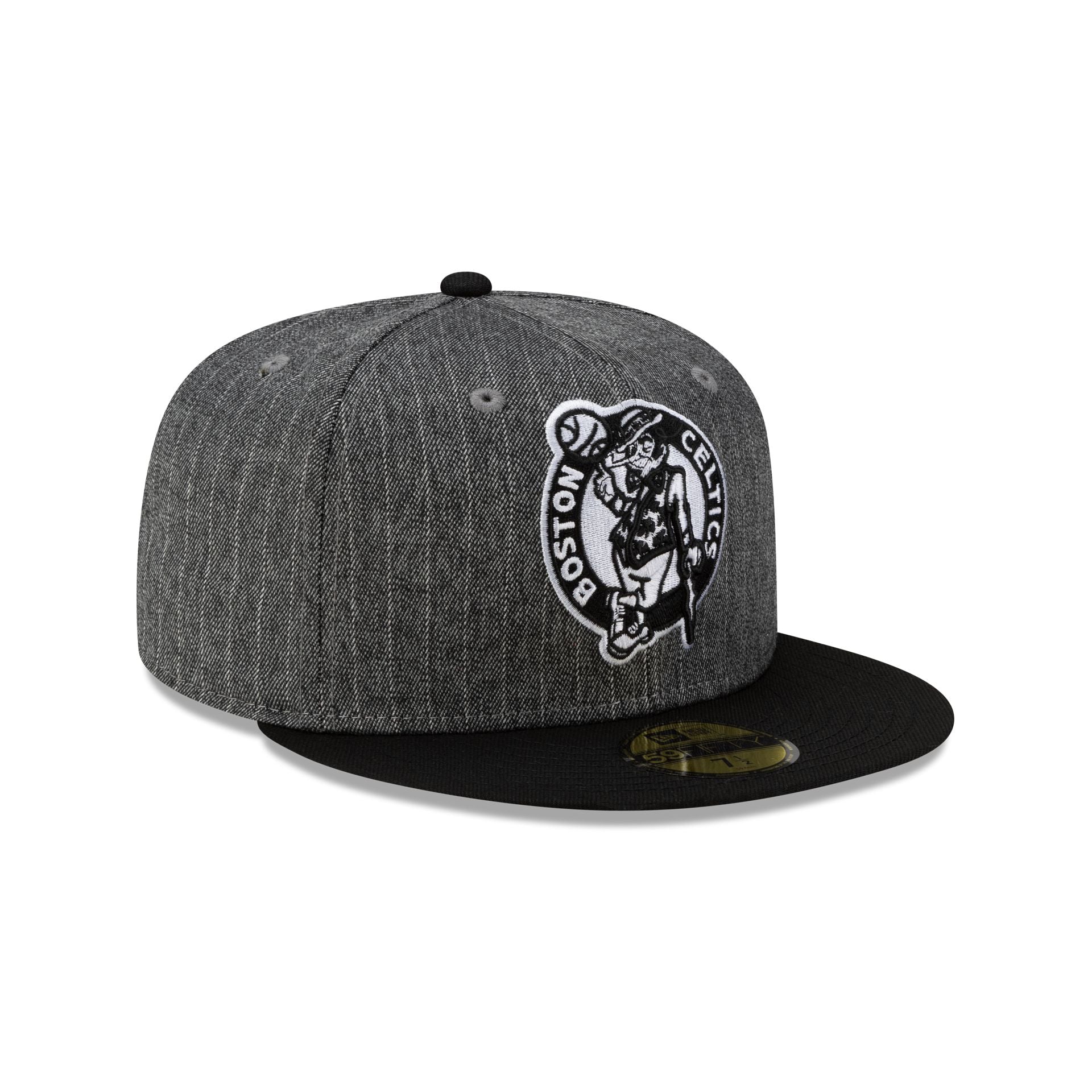 Just Caps Black Pinstripe Boston Celtics 59FIFTY Fitted Hat
